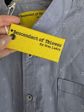 NWT Descendant of Thieves Blue Micro Stripe Shirt - Men’s XL - Limited Edition